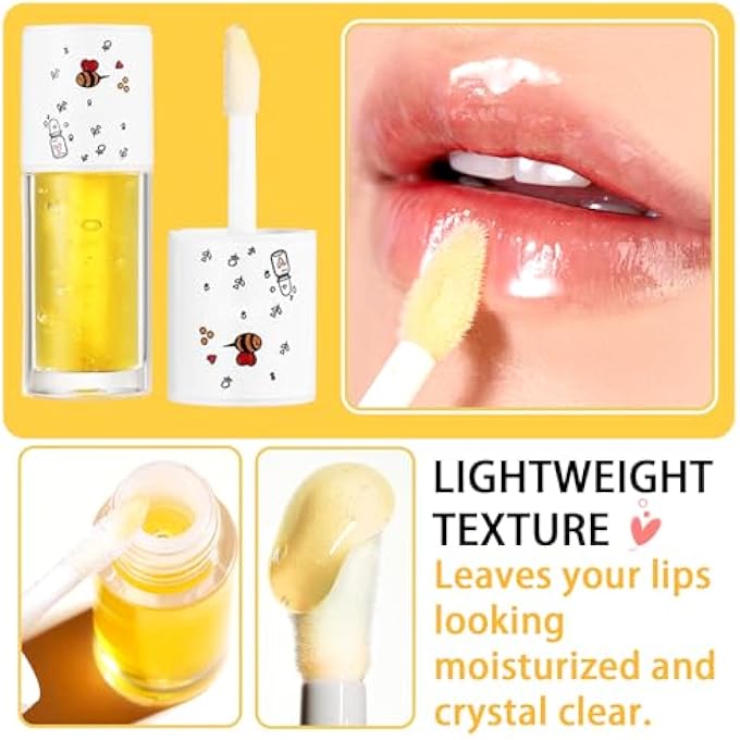 PPPanYiDi 2PCS HONEY LIP BALM AND LIP OIL SET, HYDRATING OVERNIGHT PROPOLIS LIP CARE SLEEPING MASK, MOISTURIZING LIP GLOW OIL LONG-LASTING PLUMPING BEE LIP BALM GLOSS STAIN GIFTS SET FOR WOMEN - Image 4
